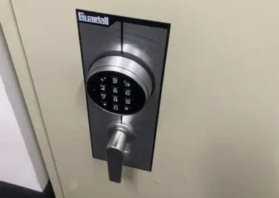 Black digital lever lock with a touch keypad