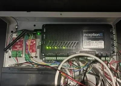 Electronic access-control panel wiring inside an enclosure