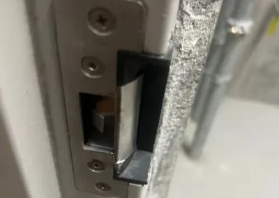 Black gate latch and receiver close view