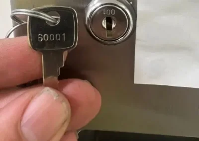 Smart keypad deadbolt and lever handle on a timber entry door