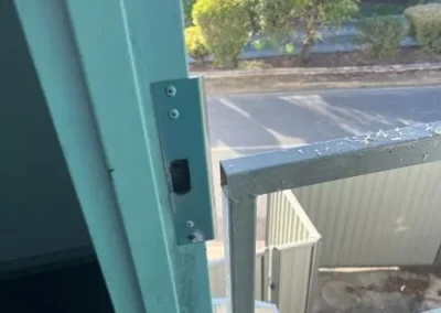 Lock hardware on a glass door