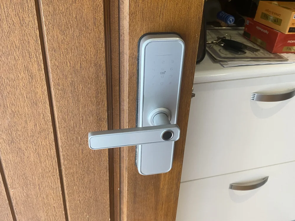 Close view of door lock and latch hardware for Albany Creek locksmith services