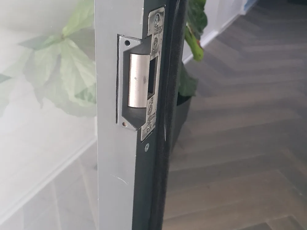 Close view of door lock and latch hardware for Ascot locksmith services