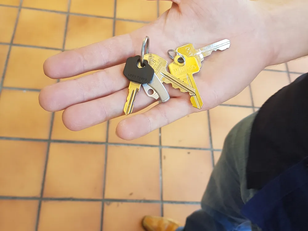 Close view of door lock and latch hardware for Bardon locksmith services