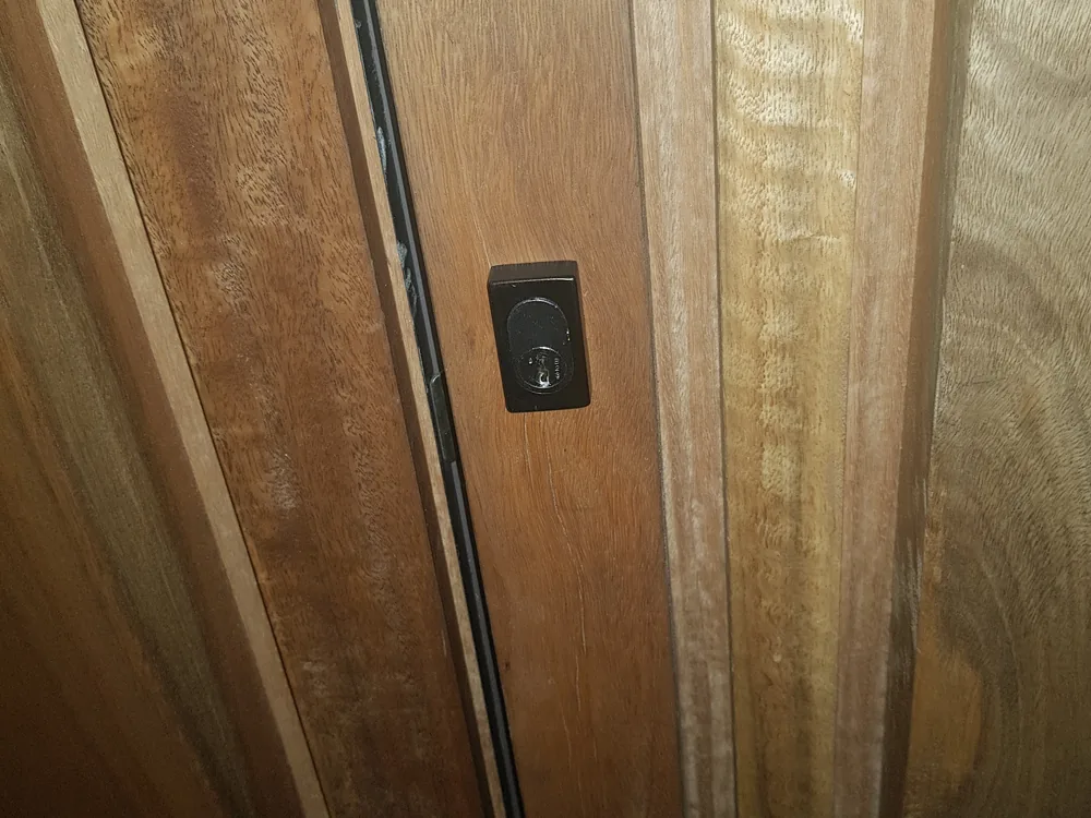 Close view of door lock and latch hardware for Bowen Hills locksmith services