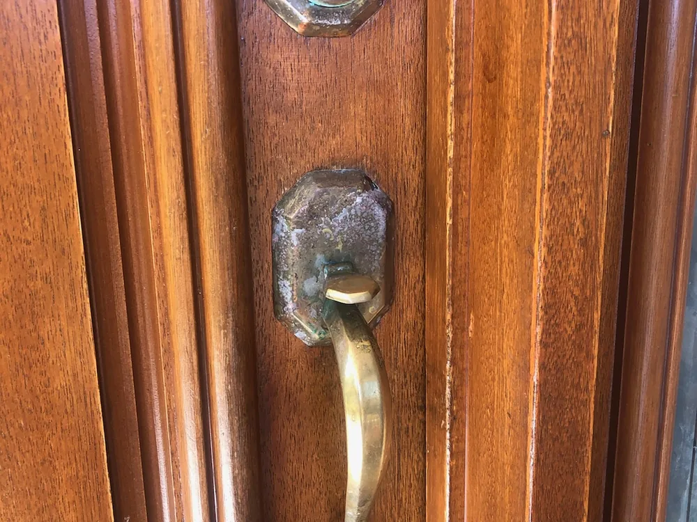 Close view of door lock and latch hardware for Bray Park locksmith services