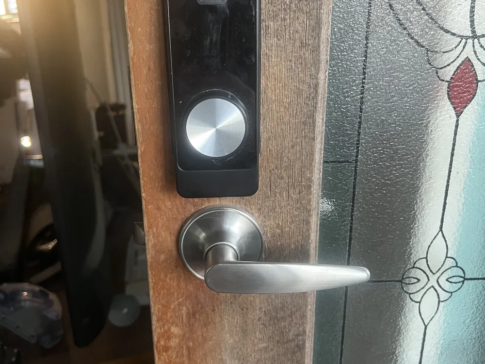 Close view of door lock and latch hardware for Brendale locksmith services