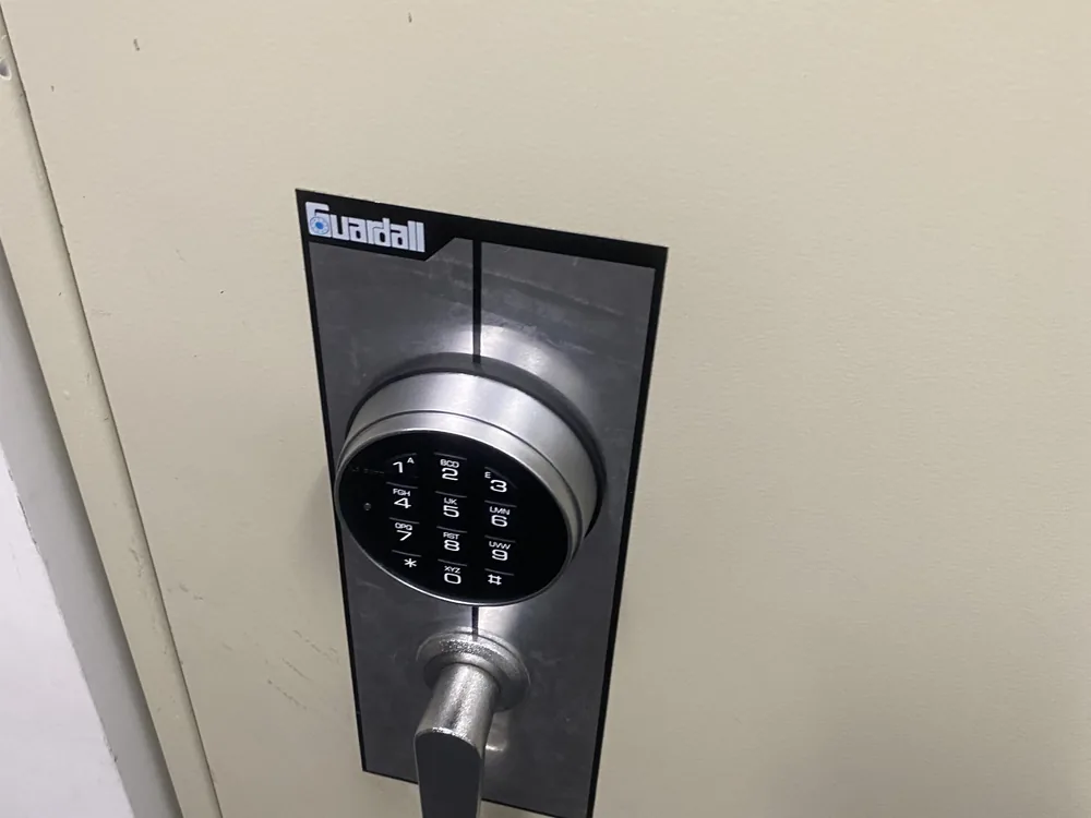 Close view of door lock and latch hardware for Bribie Island locksmith services