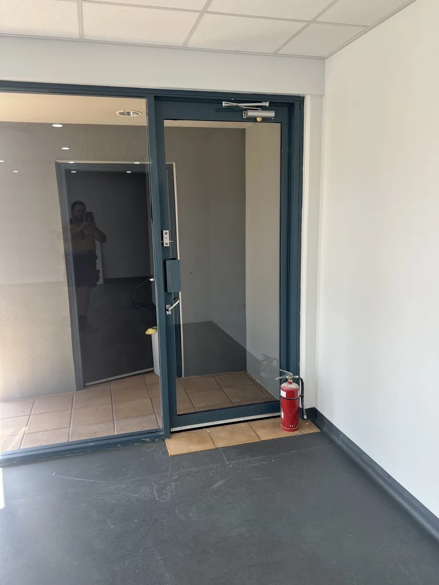Exit hardware on a commercial door