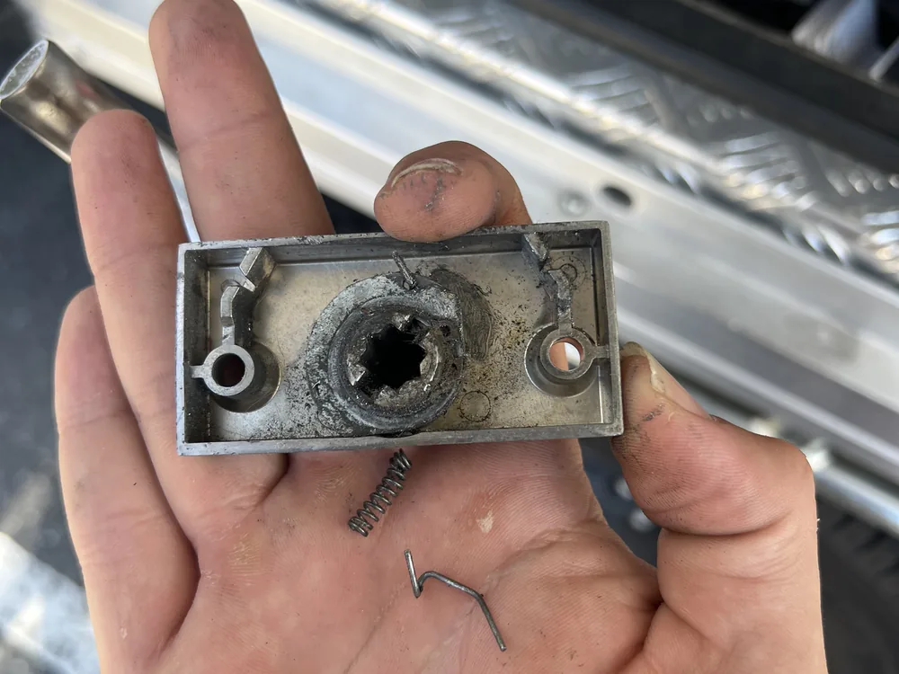 Close view of door lock and latch hardware for Geebung locksmith services