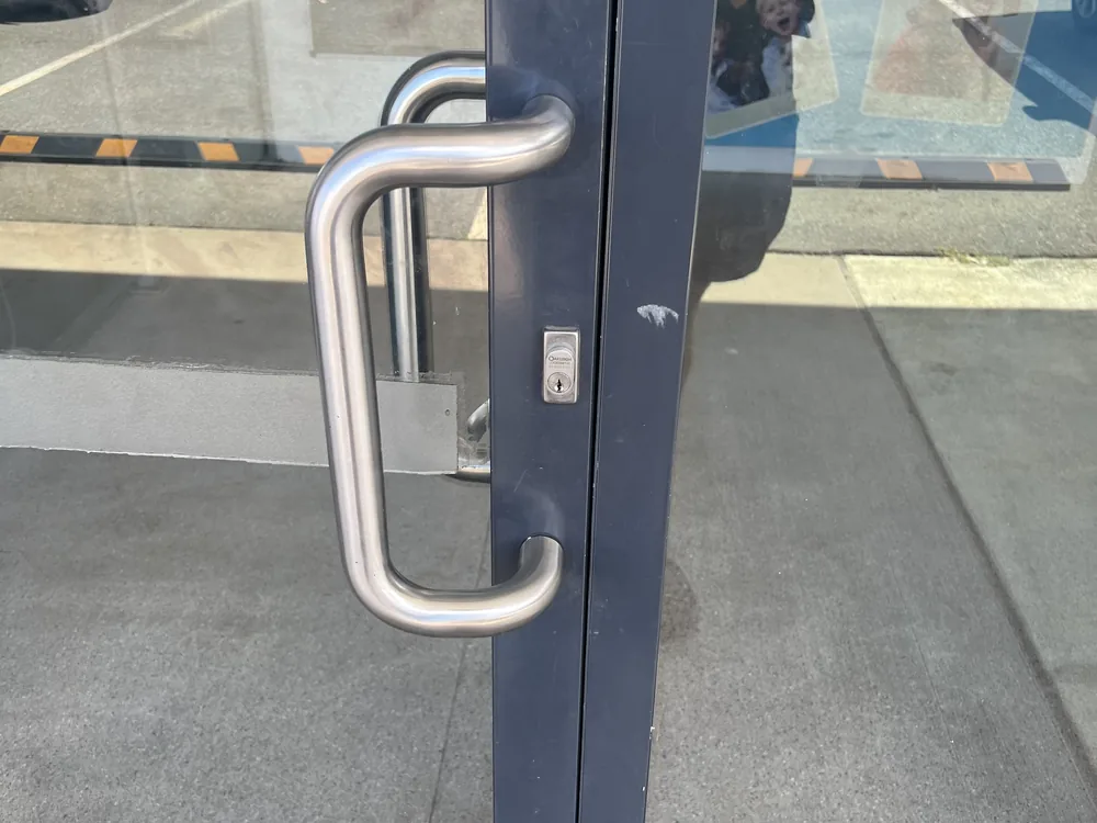 Close view of door lock and latch hardware for Highvale locksmith services