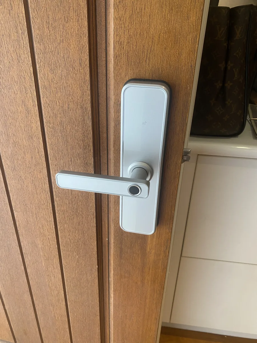 Electronic keypad lock on an entry door