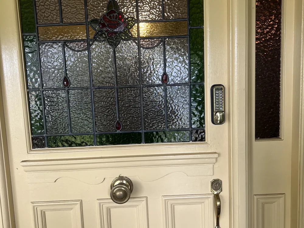 Close view of door lock and latch hardware for Kippa-Ring locksmith services