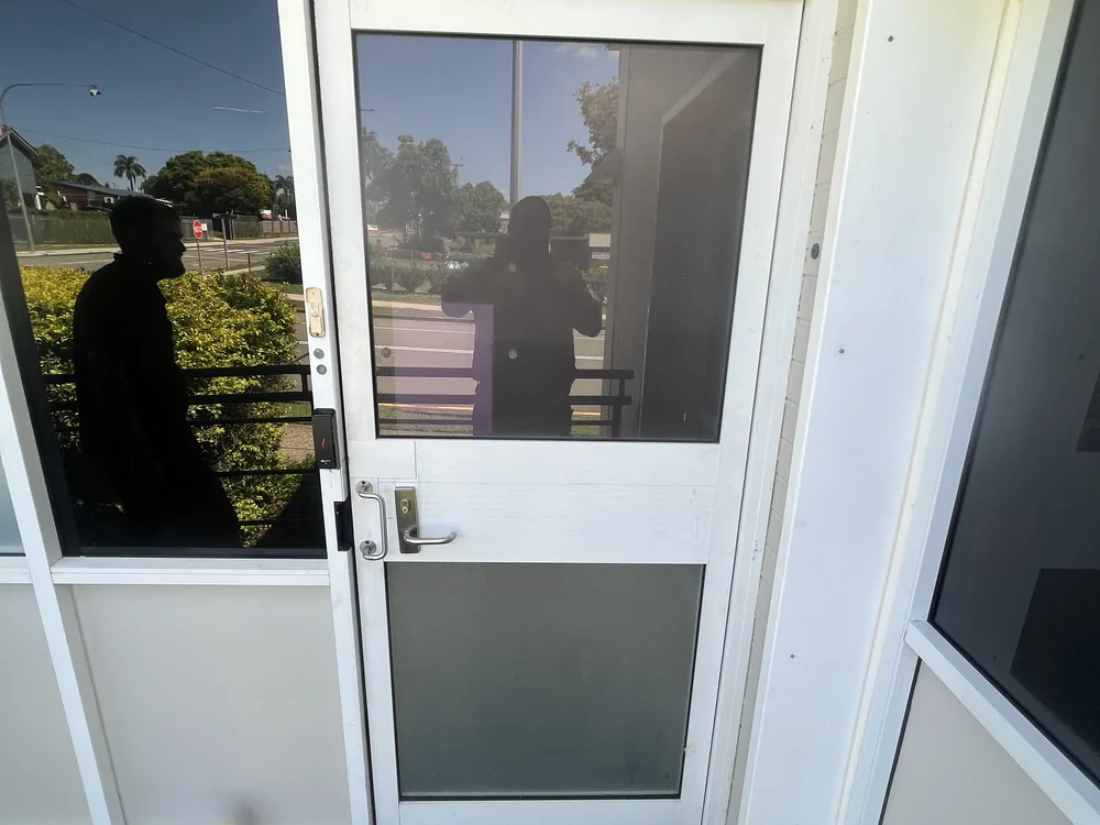 Close view of door lock and latch hardware for Lawnton locksmith services