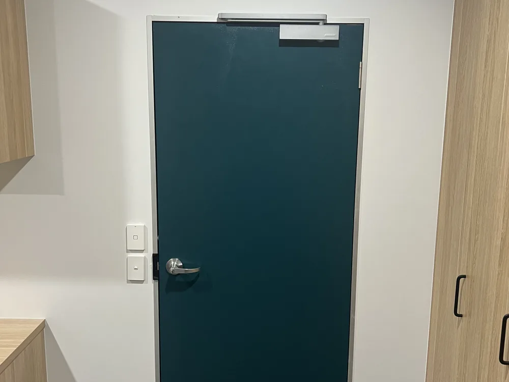 Close view of door lock and latch hardware for North Lakes locksmith services